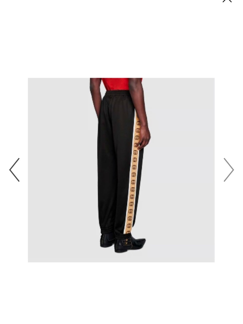Gucci Black Sweatpants with Gold Logo Side Stripe